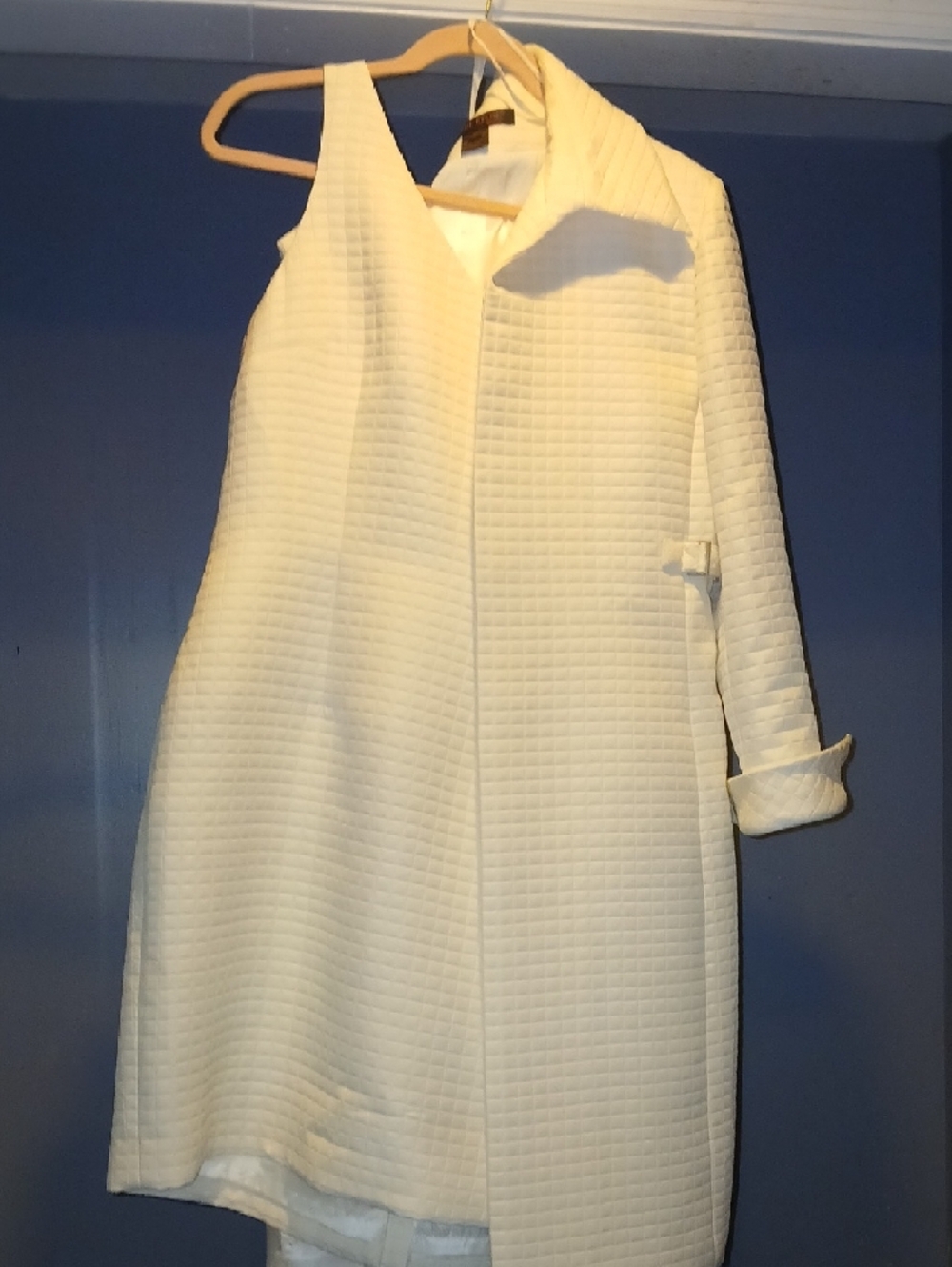 Anne Klein Cream Quilted Midi Coat Dress - Picture 6 of 6